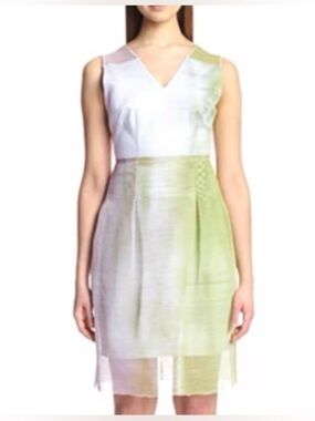 Elie Tahari Ally Dress Soft Citrus Detachable Mesh Skirt Overlay Size 2